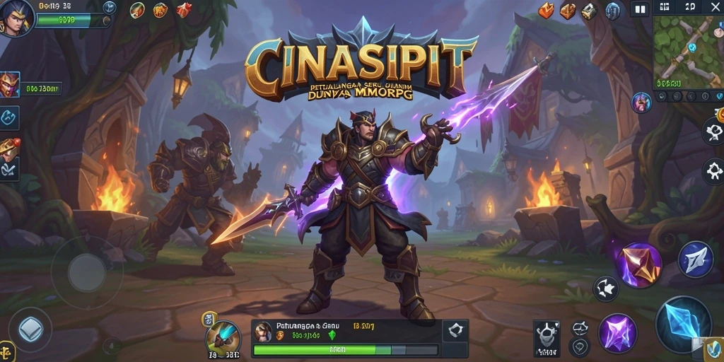 Tangkapan layar utama CINASIPIT menampilkan pertarungan epik dalam dunia MMORPG.