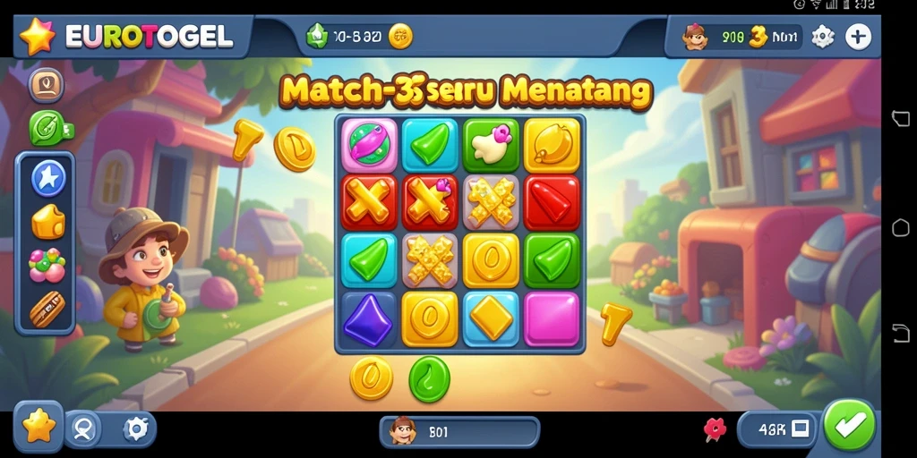 Gameplay seru EUROTOGEL dengan tantangan Match-3.