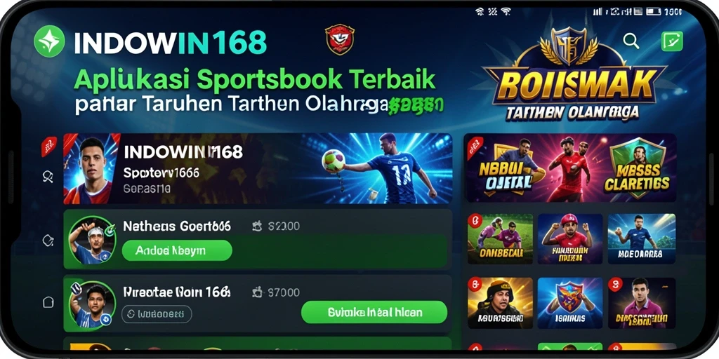 Tampilan layar utama aplikasi INDOWIN168 dengan akses mudah ke taruhan olahraga.