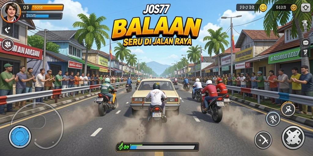 Gameplay mendebarkan dalam JOS77 dengan mobil balap yang melaju kencang.