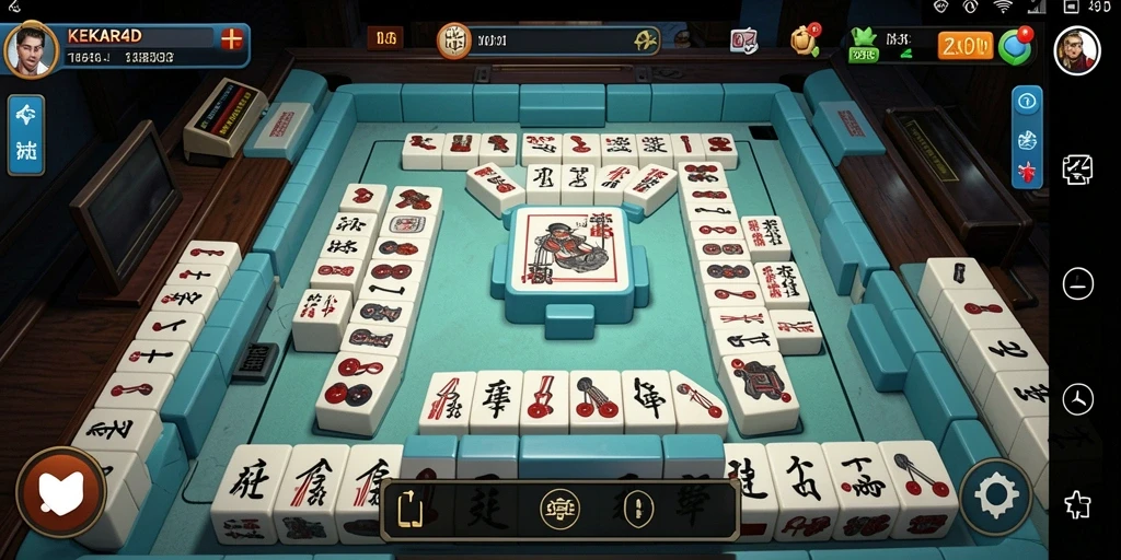 Tampilan gameplay seru dalam KEKAR4D yang menampilkan susunan ubin Mahjong.