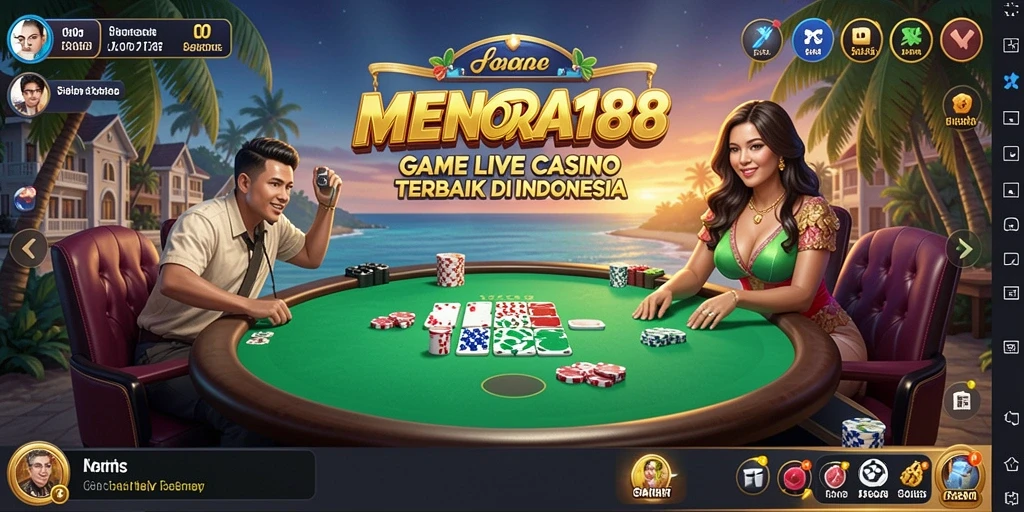 Screenshot MENARA188 menampilkan dealer profesional dan meja permainan Live Casino.