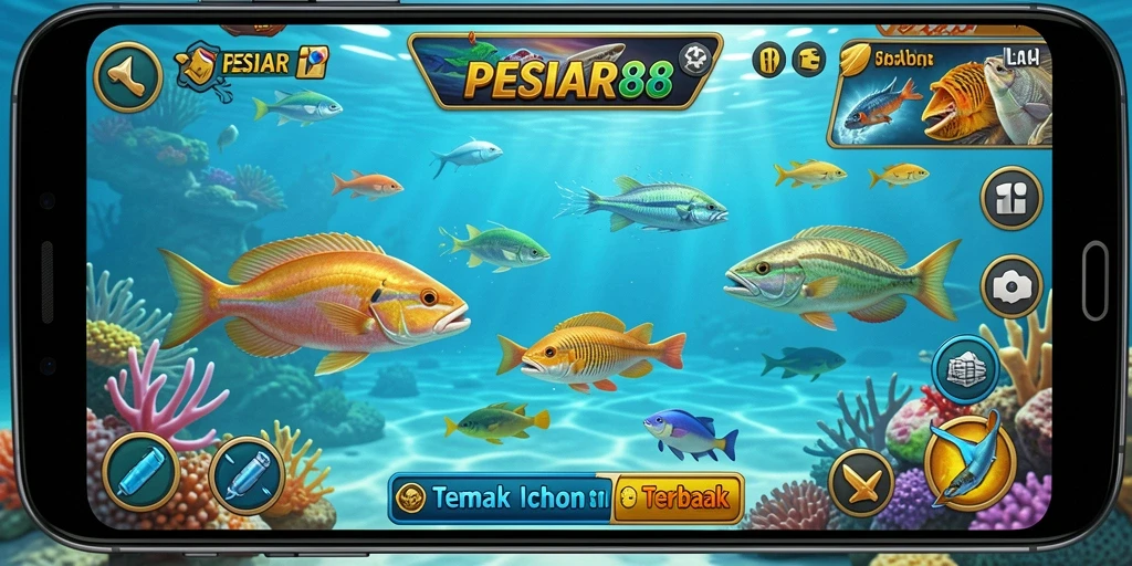 Tampilan gameplay seru di PESIAR88 dengan aksi menembak ikan.