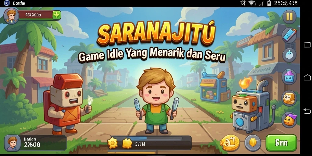 Tangkapan layar utama SARANAJITU menampilkan gameplay Idle yang seru dan interaktif.