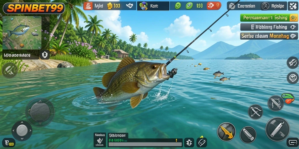 Screenshot gameplay SPINBET99 menampilkan aksi memancing yang seru.
