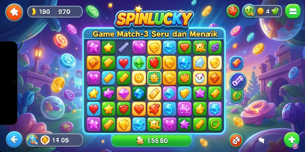Tampilan seru gameplay SPINLUCKY yang penuh warna dan menghibur.