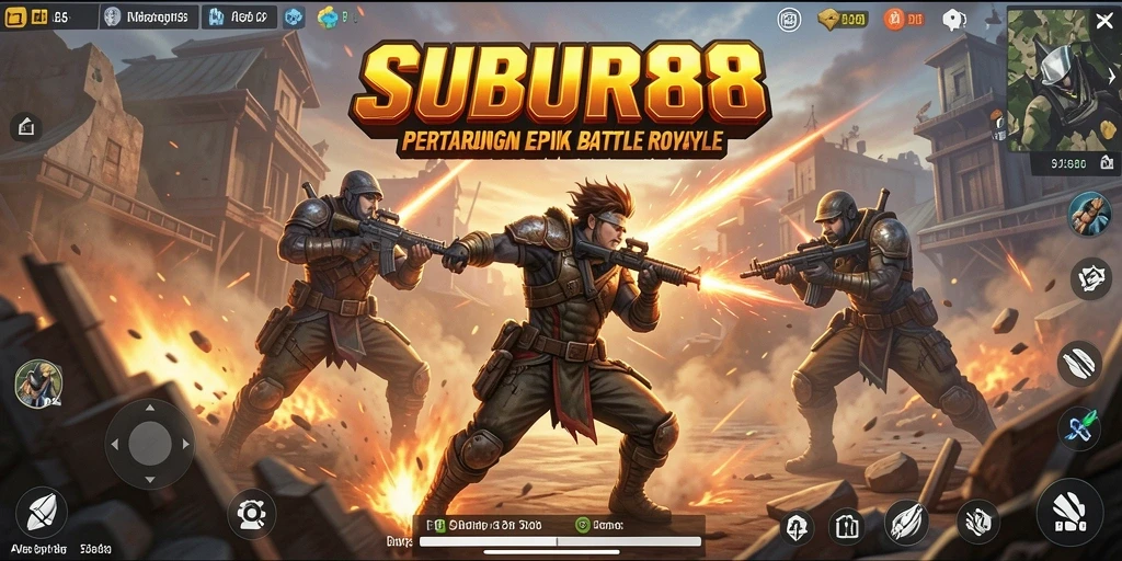 Screenshot gameplay epik SUBUR88 dalam pertempuran Battle Royale.
