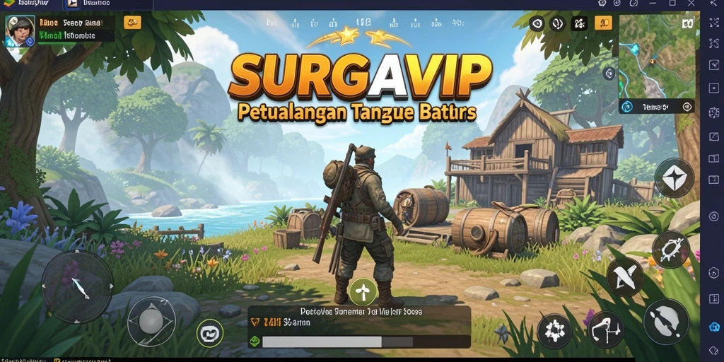 Screenshot SURGAVIP menampilkan aksi seru di dunia terbuka yang luas.