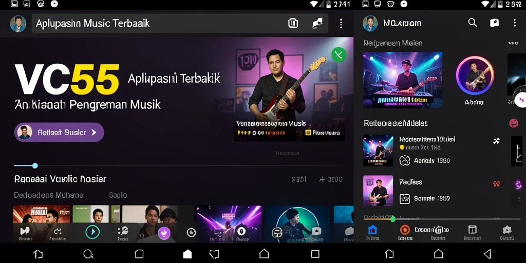 Tampilan gameplay VC55 yang menarik dan interaktif di aplikasi musik.